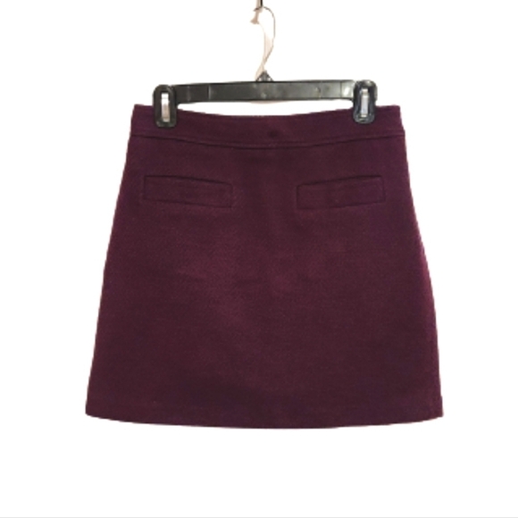 Loft Petites Textured Cotton Blend A Line Mini Skirt Plum 2P - Picture 1 of 9